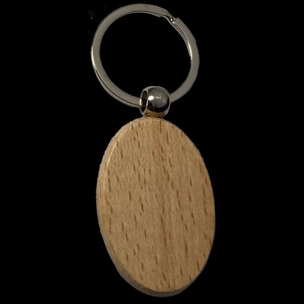Rounded Oval Wooden Keychain Thumbnail