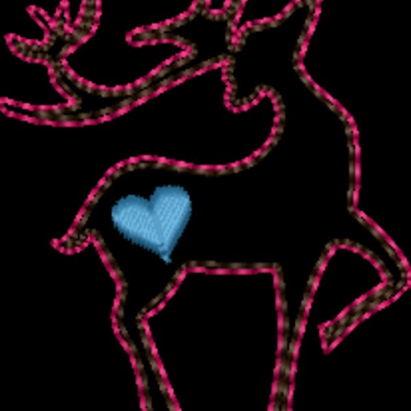 Deer with Heart Line Art (0323) Thumbnail